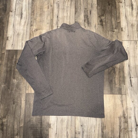 TESLA Mens 1/4 Zip Pullover Long Sleeve Shirt Athletic Quarter Zip L Shirt Gray - Picture 2 of 5